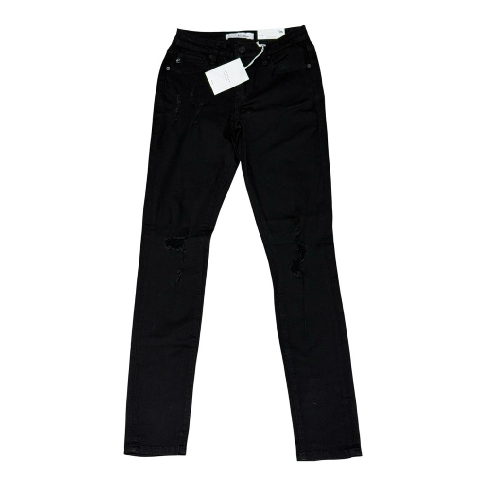 Kancan Black Distressed Skinny Jeans Women’s Size 25 Mid Rise Stretch